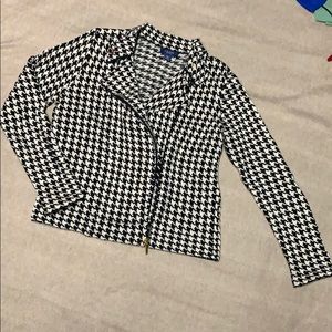 Chaps houndstooth zipup sweater